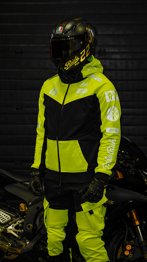 Ride Rich Regency V2 Flow Mesh Armoured GP Softshell Motorcycle Jacket - Yellow